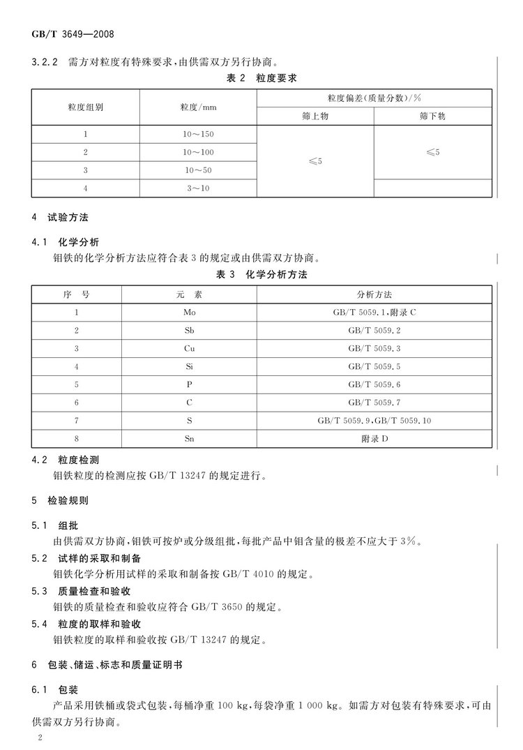 GB/T3649-2008鉬鐵國家標(biāo)準(zhǔn)